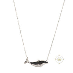 Sparkling Silver Wave Whisper Whale Necklace