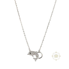 Sparkling Silver Gleaming Silver Fish Necklace