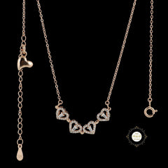 Sparkling Silver Lucky Hearts Magnet Necklace