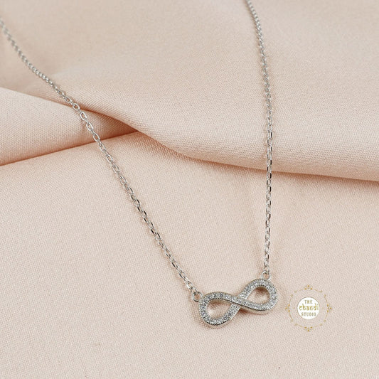 Sparkling Silver Infinity Necklace