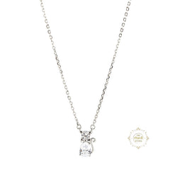 Sparkling Silver Kitty Necklace