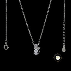 Sparkling Silver Kitty Necklace