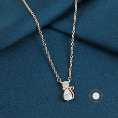 Sparkling Silver Kitty Necklace