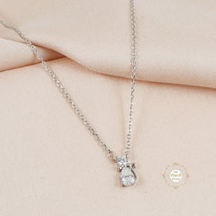 Sparkling Silver Kitty Necklace