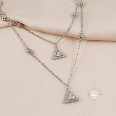 Sparkling Silver Twilight Triangle Spark Necklace