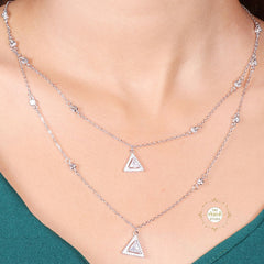Sparkling Silver Twilight Triangle Spark Necklace
