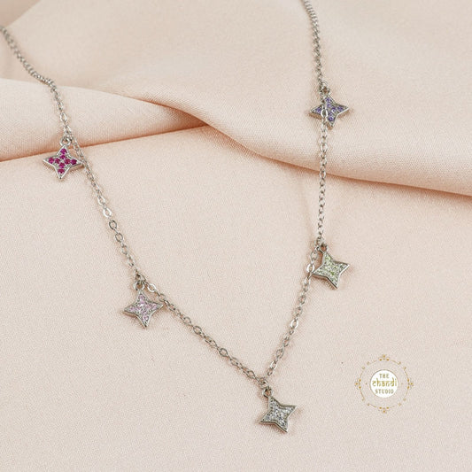 Sparkling Silver Twinkle of Pallet Hues Necklace