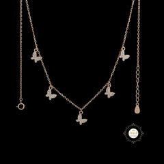 Sparkling Silver Fluttering Butterfly Necklace
