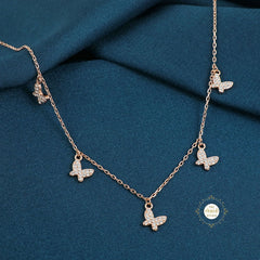 Sparkling Silver Fluttering Butterfly Necklace