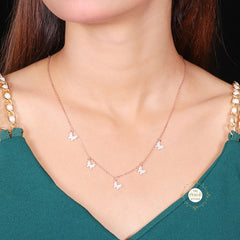 Sparkling Silver Fluttering Butterfly Necklace