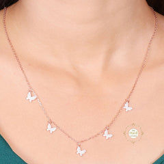 Sparkling Silver Fluttering Butterfly Necklace