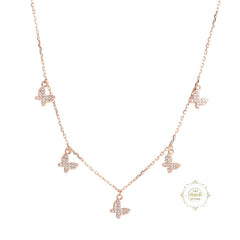 Sparkling Silver Fluttering Butterfly Necklace