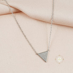 Sparkling Silver Gleaming Triangle Necklace