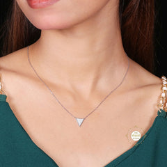 Sparkling Silver Gleaming Triangle Necklace