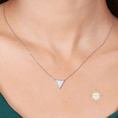 Sparkling Silver Gleaming Triangle Necklace