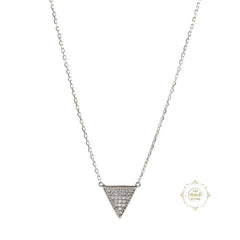 Sparkling Silver Gleaming Triangle Necklace