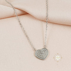 Sparkling Silver Gleaming Heart Prism Necklace