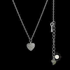 Sparkling Silver Heart Key Necklace