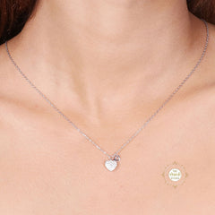 Sparkling Silver Heart Key Necklace