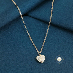 Sparkling Silver Heart Key Necklace