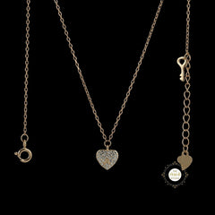 Sparkling Silver Heart Key Necklace