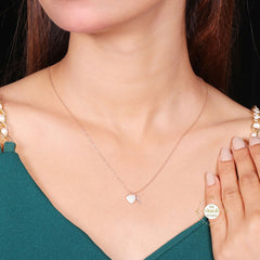 Sparkling Silver Heart Key Necklace