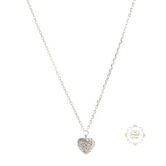 Sparkling Silver Heart Key Necklace
