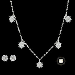 Sparkling Silver Shimmering  Necklace with Earring