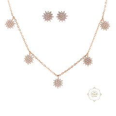 Sparkling Silver Shimmering  Necklace with Earring