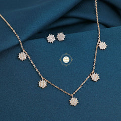 Sparkling Silver Shimmering  Necklace with Earring