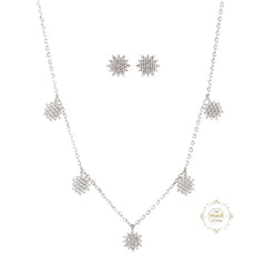 Sparkling Silver Shimmering  Necklace with Earring