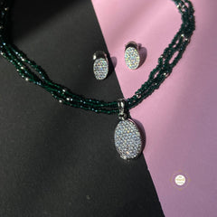 Sparkling Lustrous Orbit Necklace with Earring