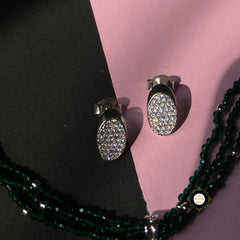 Sparkling Lustrous Orbit Necklace with Earring