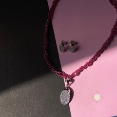 Sparkling Lustrous Orbit Necklace with Earring