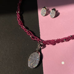 Sparkling Lustrous Orbit Necklace with Earring