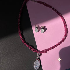 Sparkling Lustrous Orbit Necklace with Earring