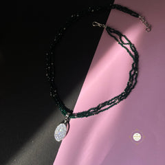 Sparkling Lustrous Orbit Necklace with Earring