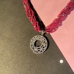 Sparkling Gilded Rose Orbit Necklace with Earring