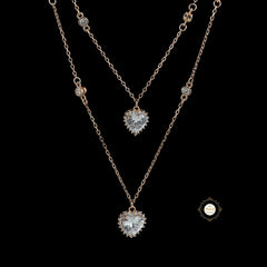 Sparkling Silver Double Line Heart Necklace