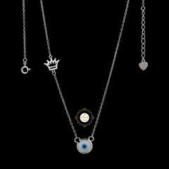 Sparkling Silver Evil Eye Necklace