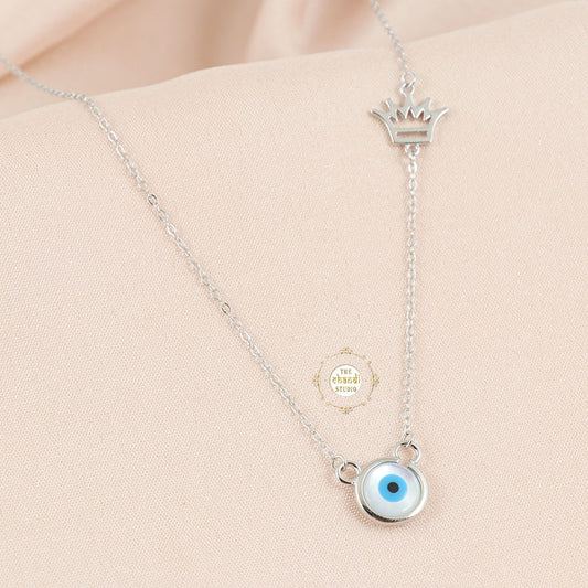 Sparkling Silver Evil Eye Necklace