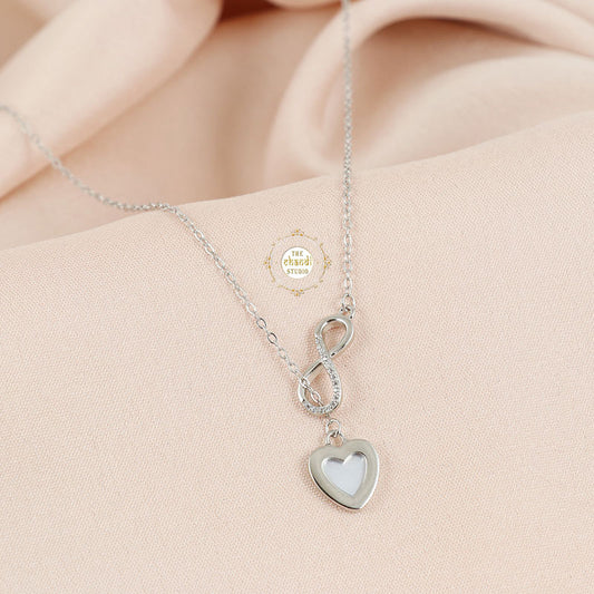 Sparkling Silver Infinity Heart Necklace