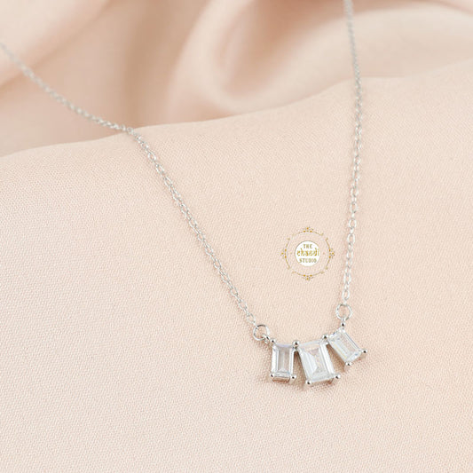 Sparkling Silver Trio Magic Necklace