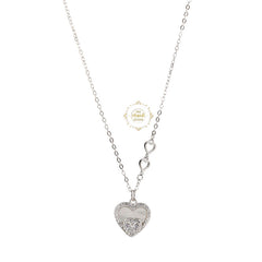 Sparkling Silver Heart to Heart Necklace