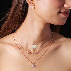 Sparkling Silver Starlit Double Layered Necklace with Earring