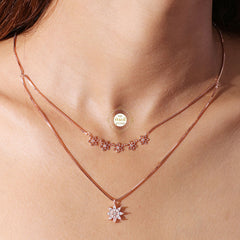Sparkling Silver Starlit Double Layered Necklace with Earring