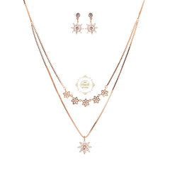 Sparkling Silver Starlit Double Layered Necklace with Earring