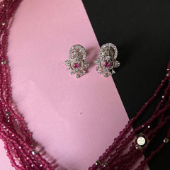 Sparkling Regal Ruby Cascade Necklace with Earring