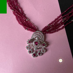 Sparkling Lustrous Orbit Necklace with Earring