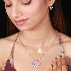 Sparkling Silver Floral Symphony Necklace with Earring